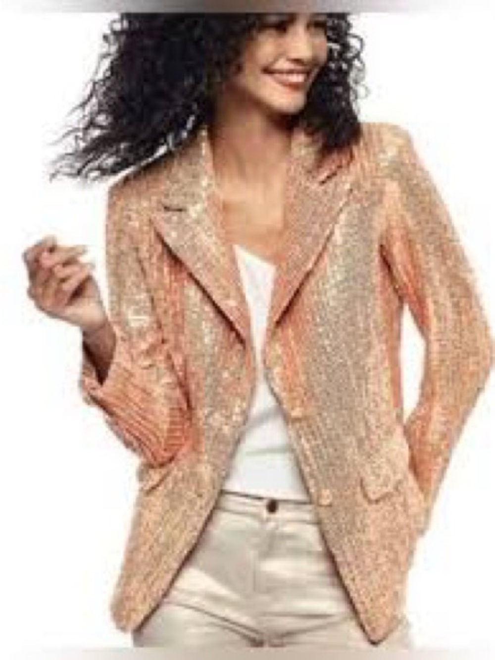 Berek Sequin Blazer Jacket Rose Gold Champagne Size 2X
